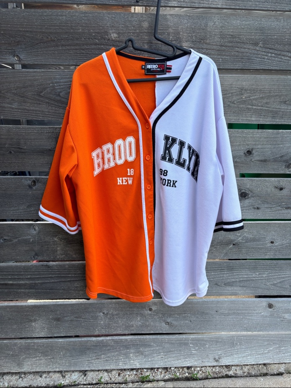 Two-Tone Brooklyn Baseball Jersey - Orange & White